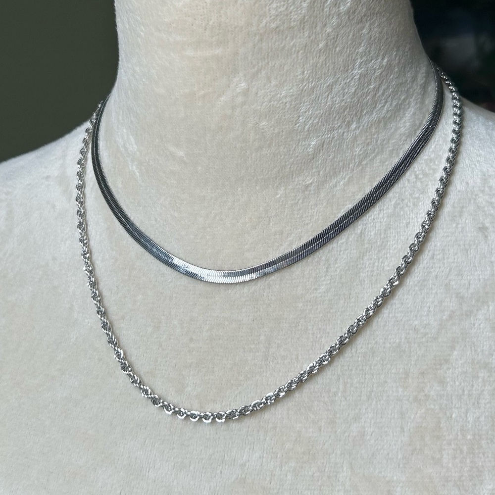 Euro Collection Silver Layered Necklace